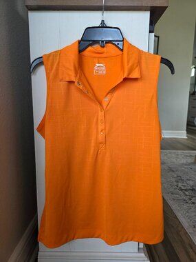 Slazenger Women's Orange Sleeveless Collared Golf Polo Medium